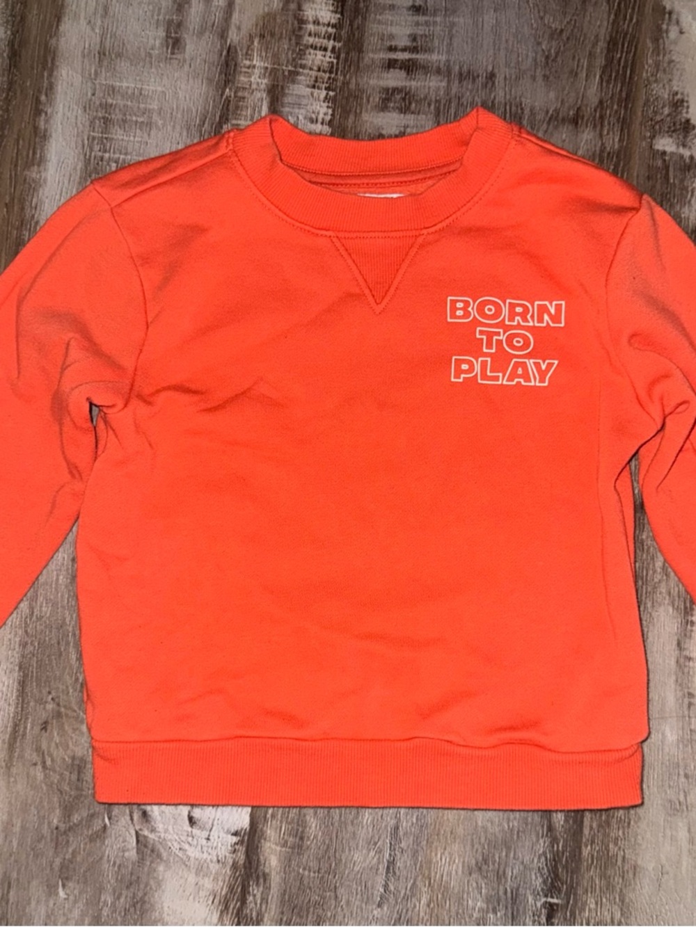 Old Navy Orange 'Born to Play' Kids Crewneck Sweatshirt